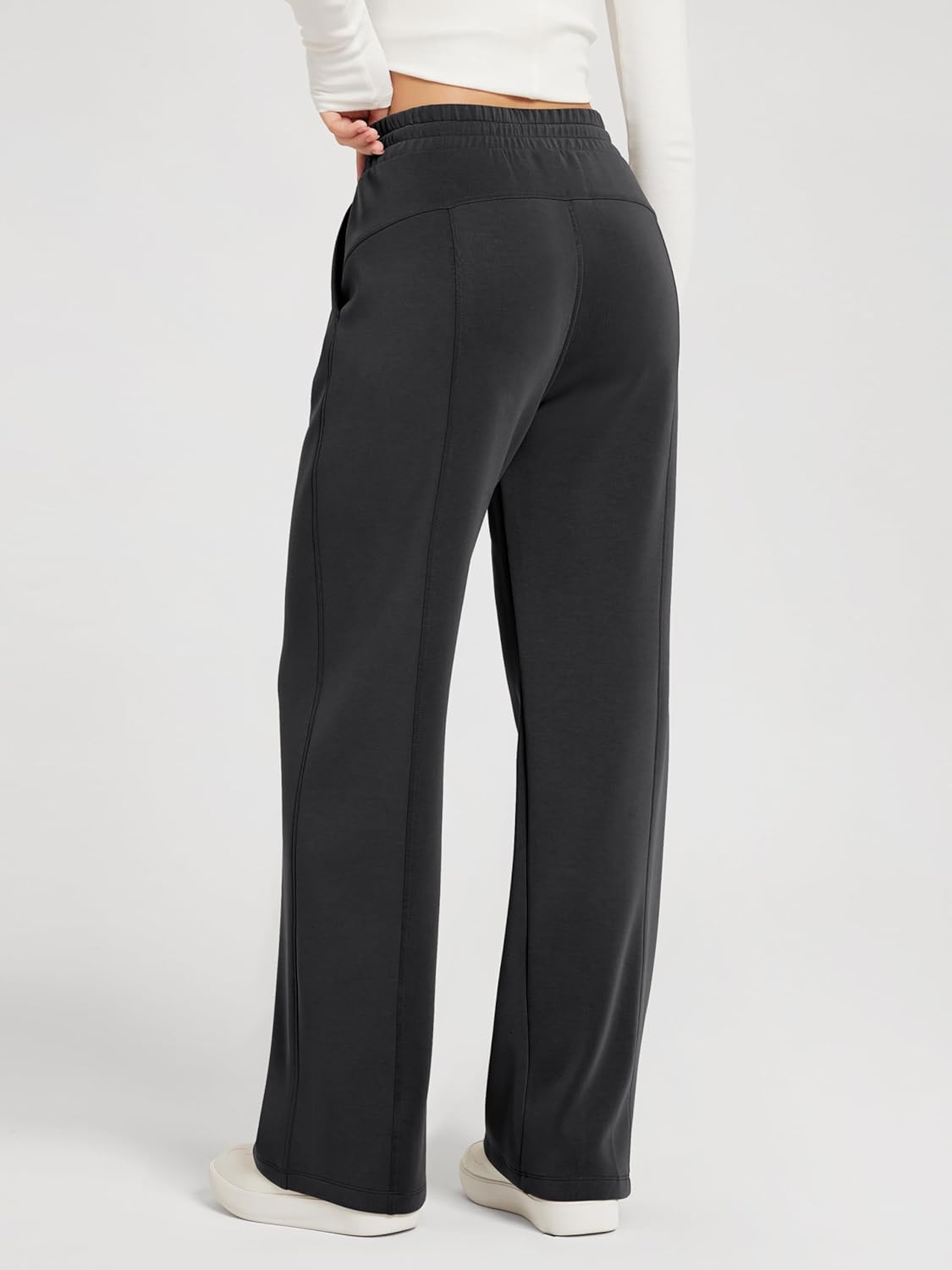 ODODOS Women's Modal Soft Wide Leg Pants with Pockets Adjustable Shockcord High Waist Casual Lounge Pants-27/29/31" Inseam - Image 2