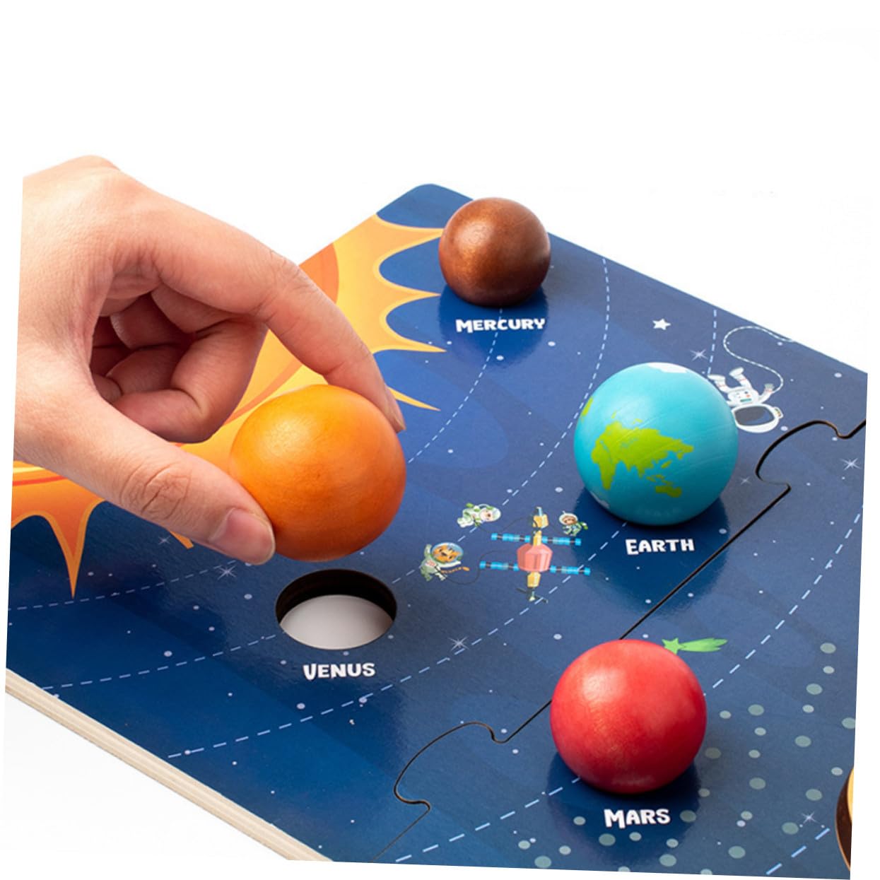 Puzzle dei Pianeti Montessori in Legno per Bambini | Gioco Cognitivo a Incastro, Pratica Logica e Memoria, Tema Spazio per Apprendimento Precoce