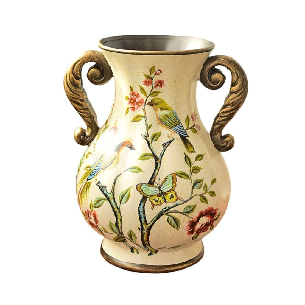 SnamicE Handmade Ceramics Binaural Vase - Classic Vintage Desktop Vase Living Room Creative Home Plant Flower Arrangement Bottle,