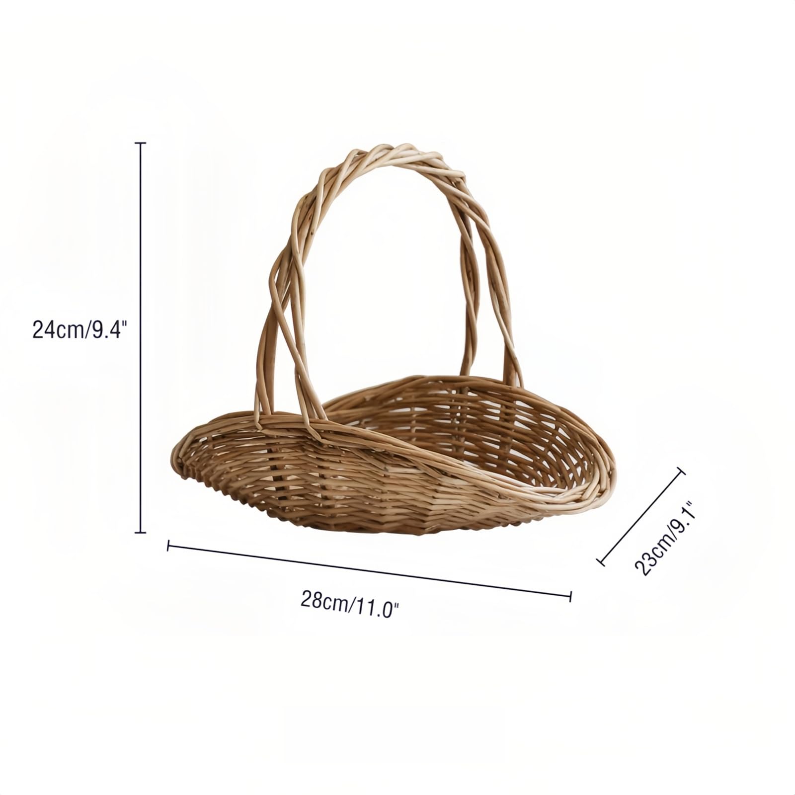 TerkCo Wicker Picnic Basket with Sturdy Handle, (Small)