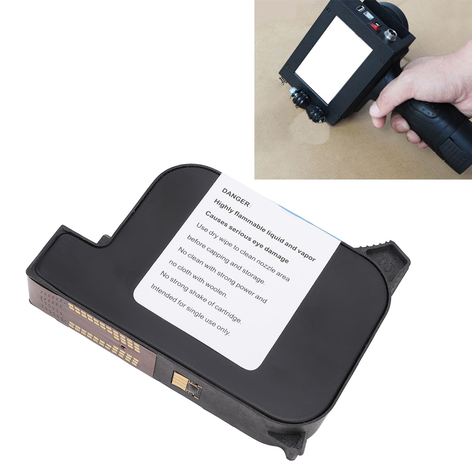 Handheld Inkjet Printer Cartridge Replacement, 42ML Quick Drying Ink Cartridge for 12.7mm Handheld Inkjet Printer, Inkjet Coder Cartridge for Various Materials