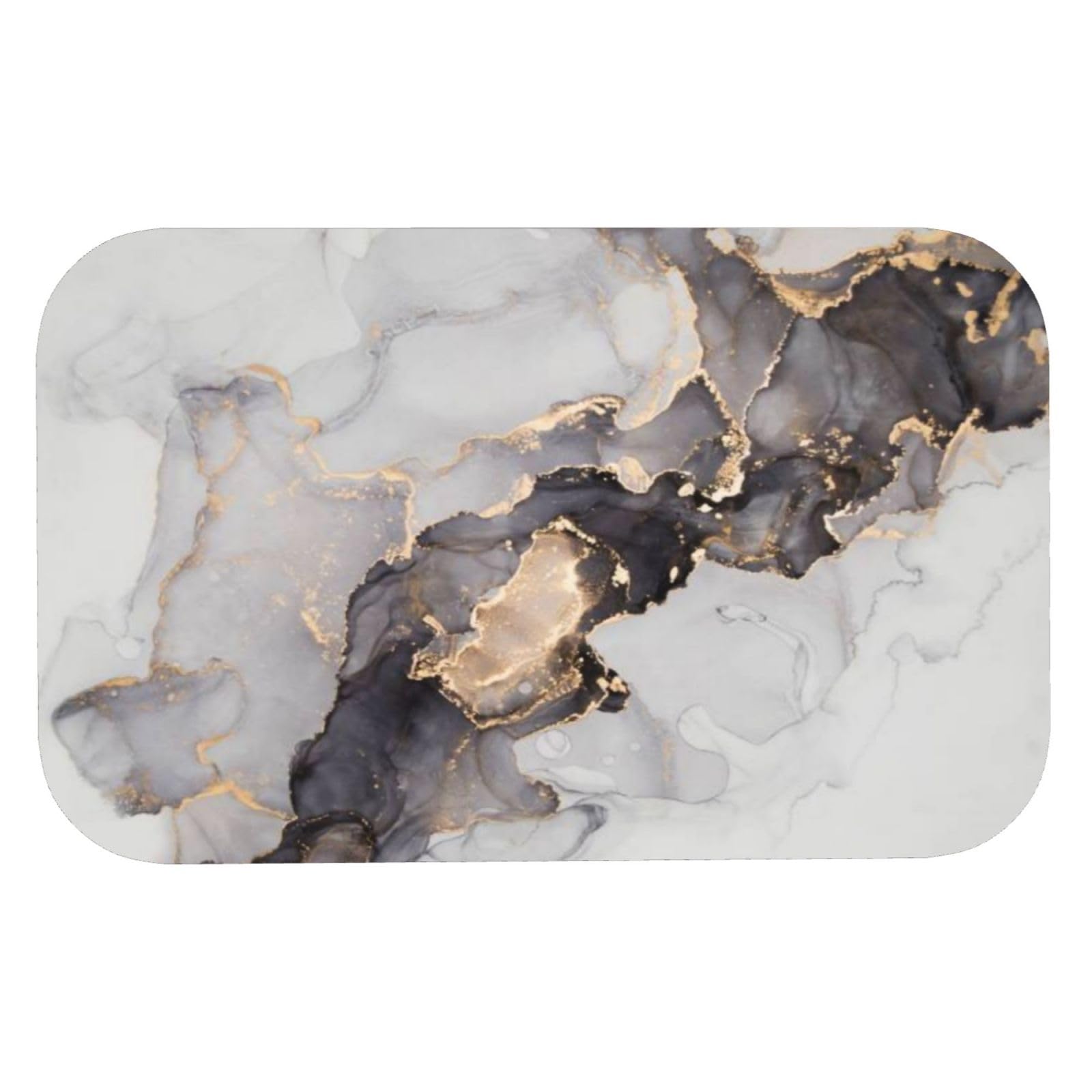 ATZGWUI Marble Diatomaceous Earth Bath Mat, Luxury Abstract Fluid Super Absorbent Floor Mat, Quick Dry Rubber Backed Dirt Bathroom Rugs for Shower Sink Bathtub 24" x 16"
