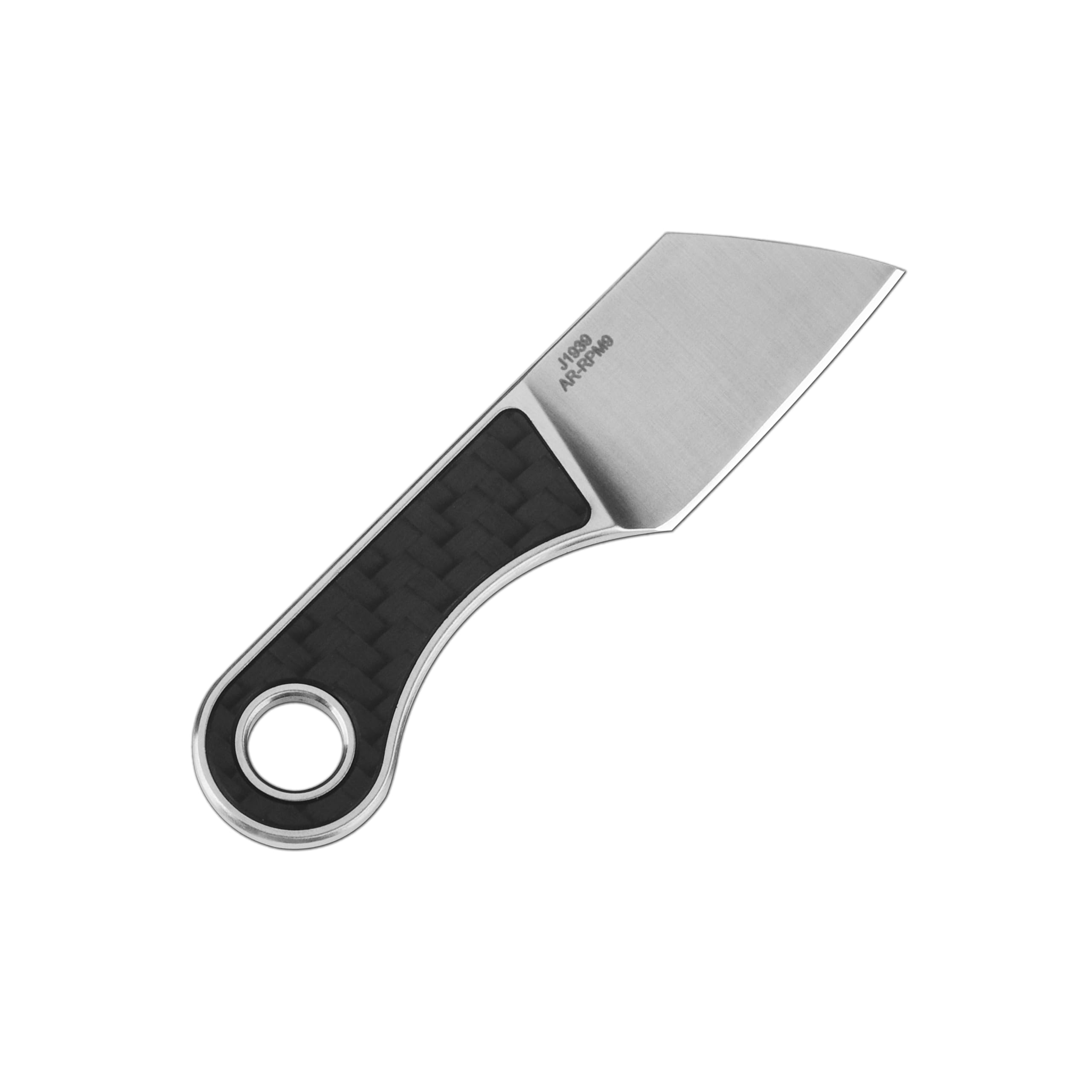 CJRB Chip Fixed Blade Knife, Knife with Sheath, Pocket Knife with 1.23'' AR-RPM9 Powder Steel Blade Full Tang, EDC knife with Carbon Fiber Handle for Men Outdoor Survival Camping (J1939)