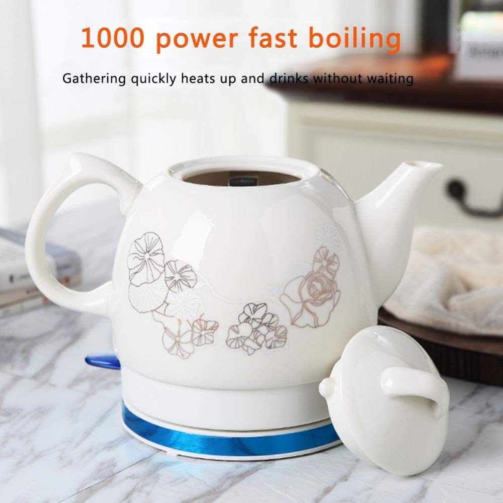 Elektryczny ceramiczny czajnik bezprzewodowy, 1,0 l, 1000 W, szybkowar do herbaty, kawy, zupy, wyjmowana podstawa z płatków owsianych, ochrona przed gotowaniem na sucho