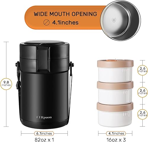Miniatura 2 de Tarro térmico de alimentos para adultos de 82 onzas para comida caliente, contenedores de alimentos apilables aislados de boca ancha bentoalimentos
