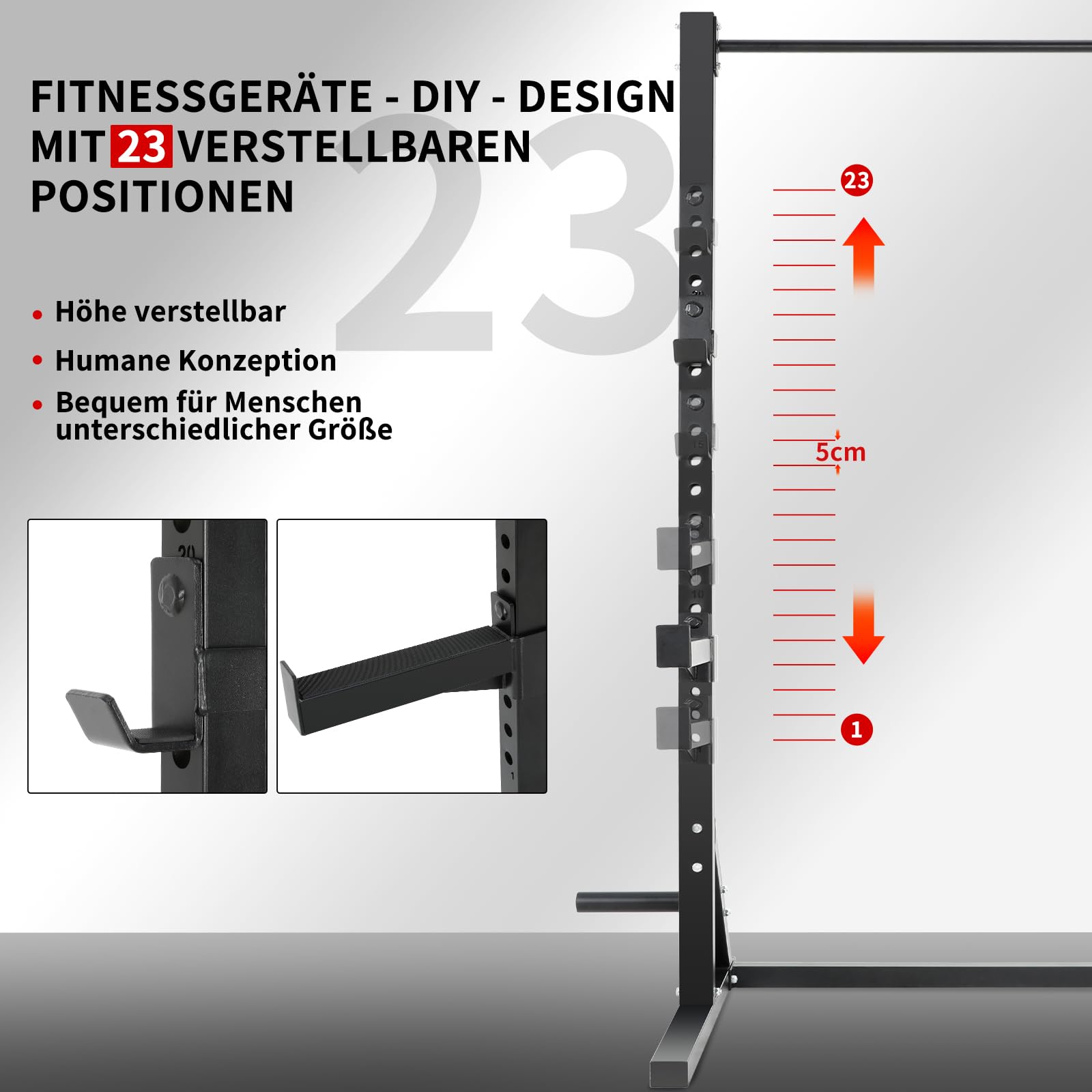 ISE Power Cage Verstellbares Kraftstation-Rack für Gewichtheben, Kniebeugen und Kreuzheben, Power Rack Schwarz Smith Machine Multipresse, Stahl-Konstruktion Klimmzugstange für Home Gym