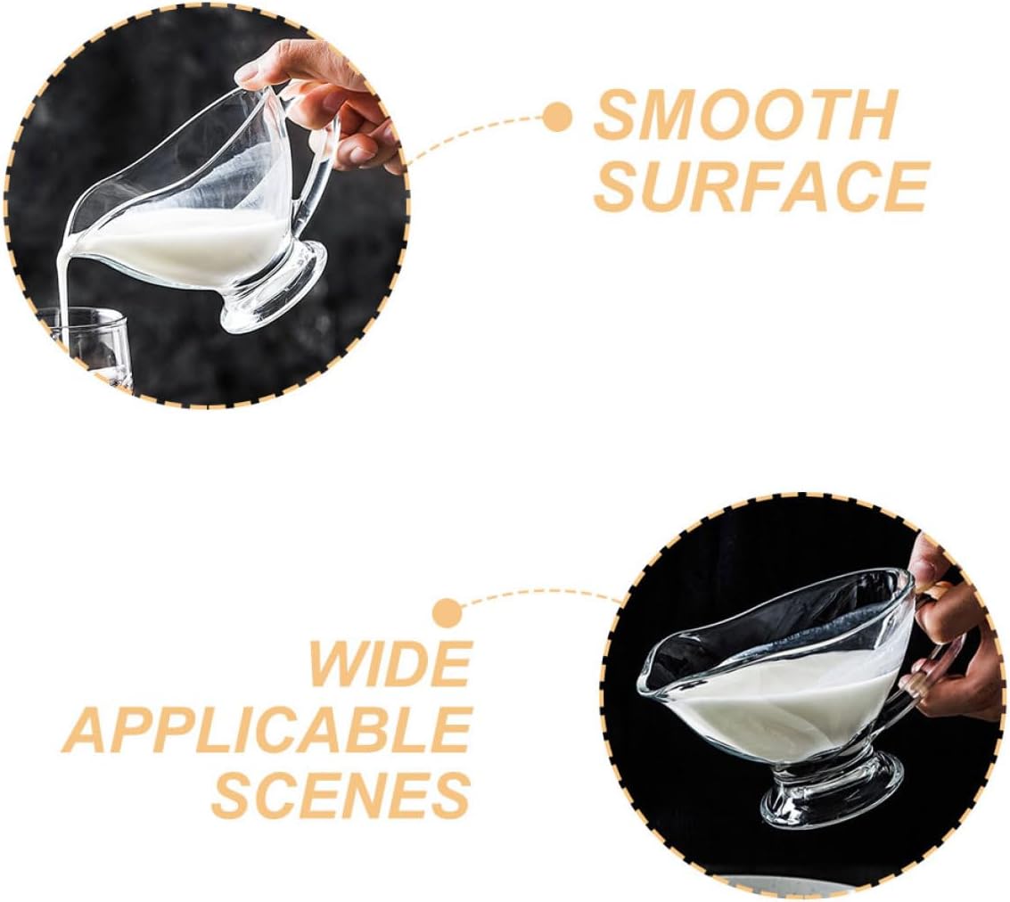 VOSAREA Clear Glass Gravy Boat with Ergonomic Handle Sauce Container for Serving Dressings Sauces and Gravies for Parties Thanksgiving and Everyday Use