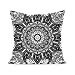 Moyun - Federa copricuscino in velluto con motivo mandala in stile bohémien, in flanella, 45 x 45 cm, colore: Nero e Bianco