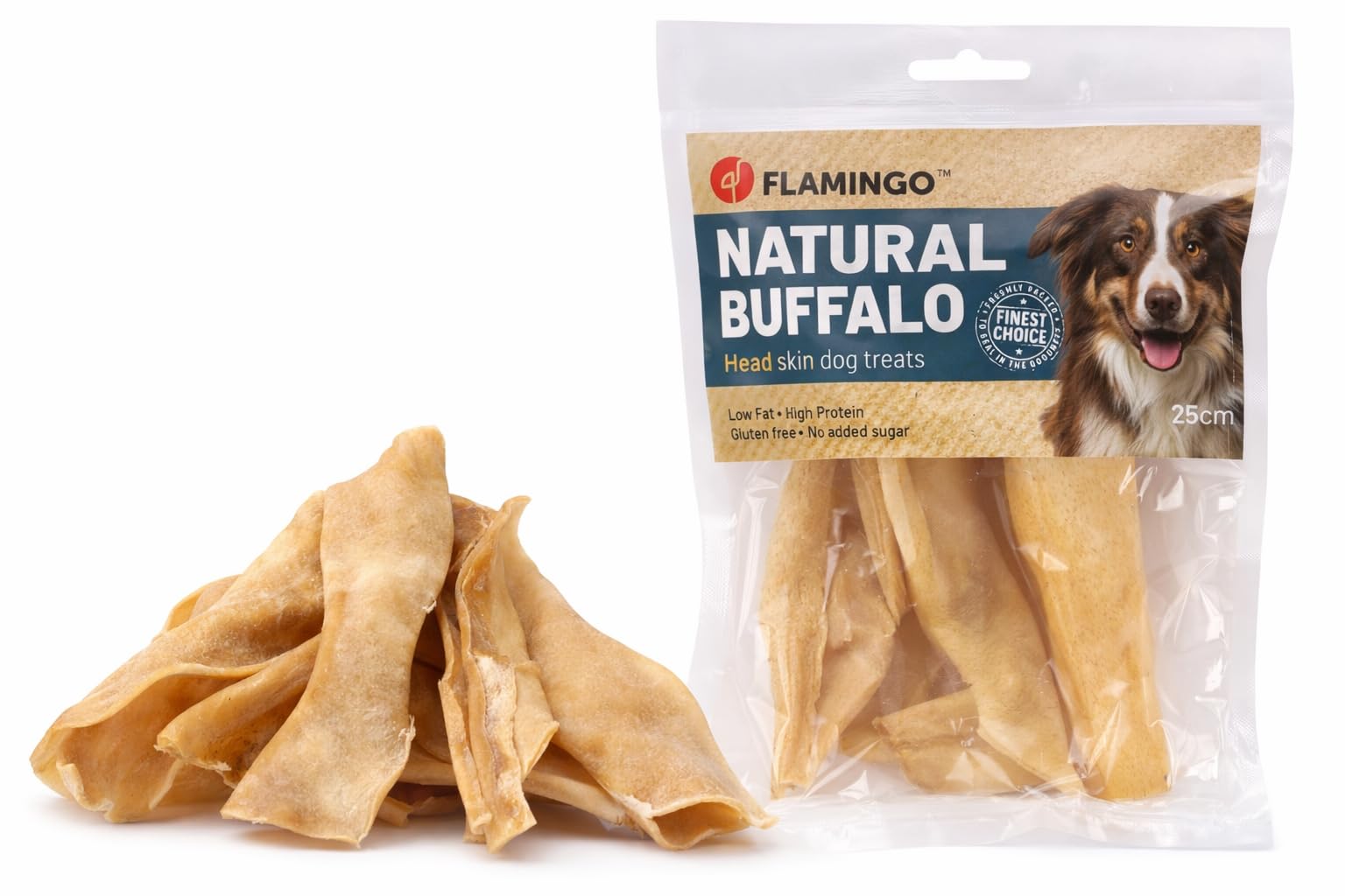 hundeleckerli - leckerli Hund - büffelhaut kopfhaut 25cm 200g - natürlicher Snack - glutenfrei - ohne zusatzstoffe