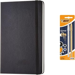 Bloc de Notas en Blanco + BIC Celebrate Cristal Shine, Boligrafos Punta Media, Óptimo para Escuela la Oficina y el Hogar, Una Variedad de Colores, Paquete de 2 Unidades (Punta de 1,0 mm)