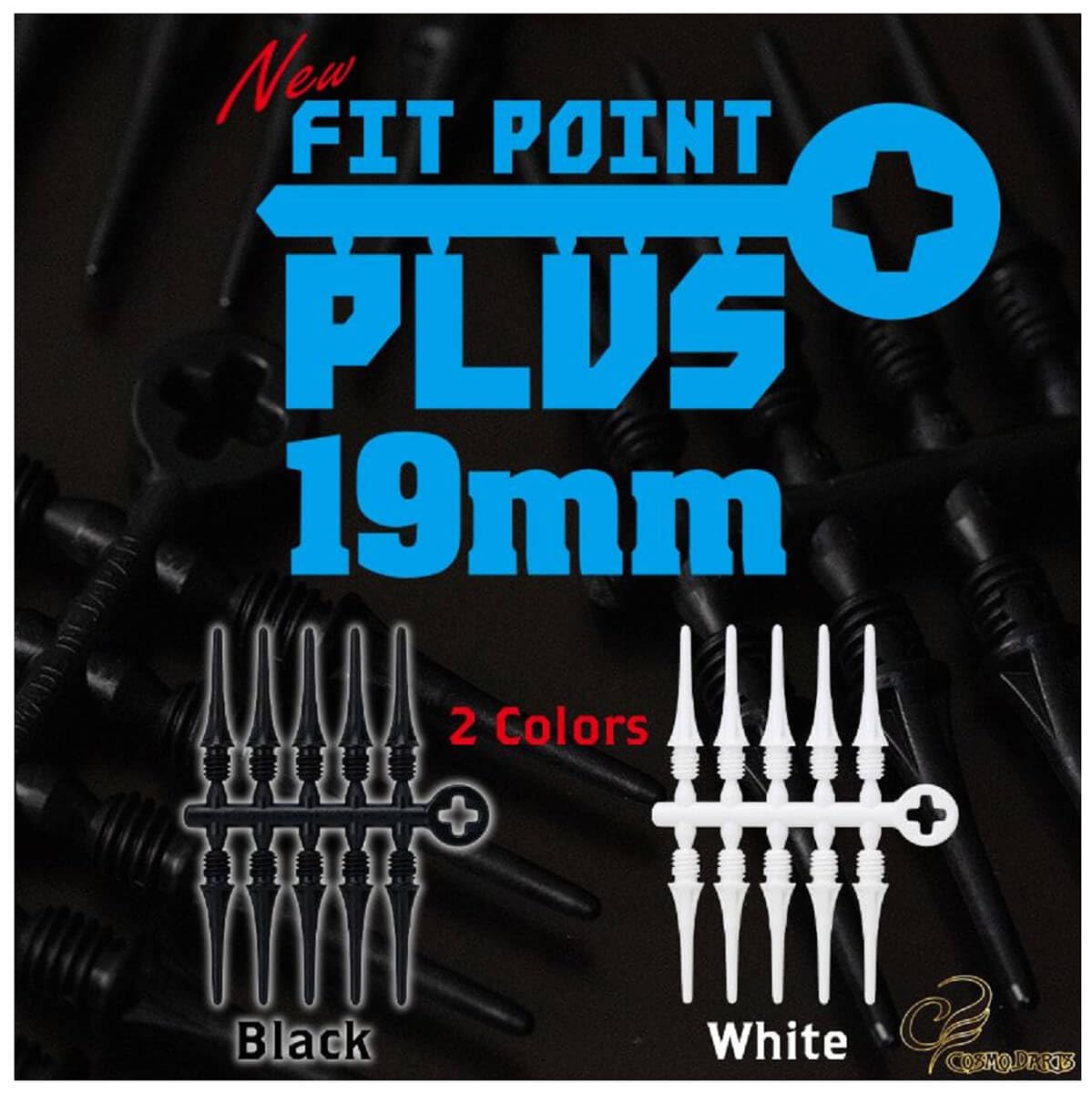 Cosmo Darts Puntas fit Point Plus Short Negra 2ba 19mm 50 unid