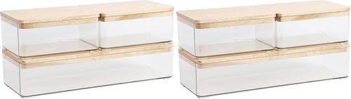 Miniatura 11 de Martha Stewart Grady - Cajas de almacenamiento apilables de plástico transparente con tapas de plástico blanco, juego de 3 Tapa de plástico