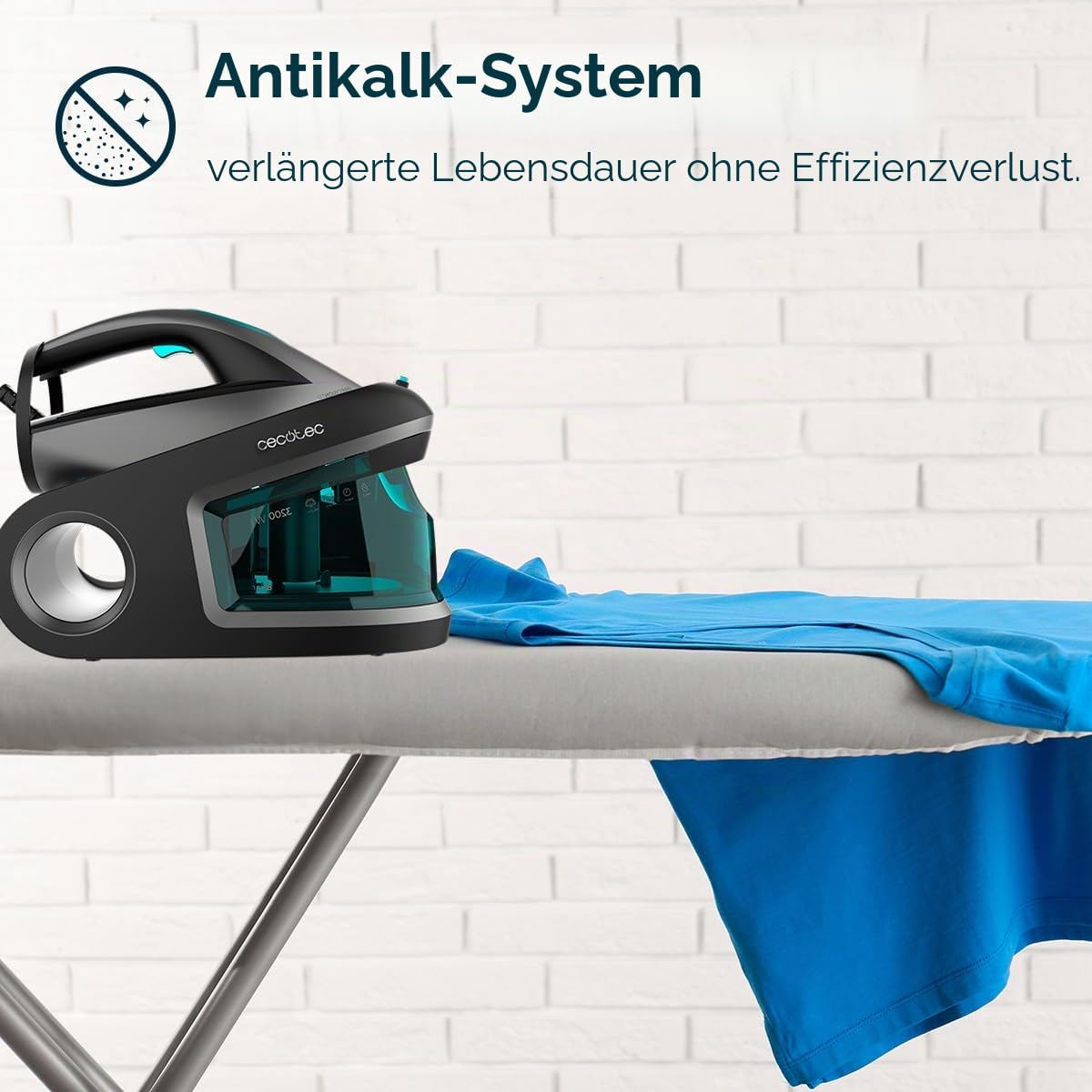 Cecotec Horizontalbügeleisenstation IronHero 3200 Station Essential. 3200W, 8 Bar Druck, Dauerdampf 150g/min, Extra-Dampfstoß 420g/min, Turbo Slide Sohle, Auto Abschaltung, Cyclo Clean, Antikalkfilter