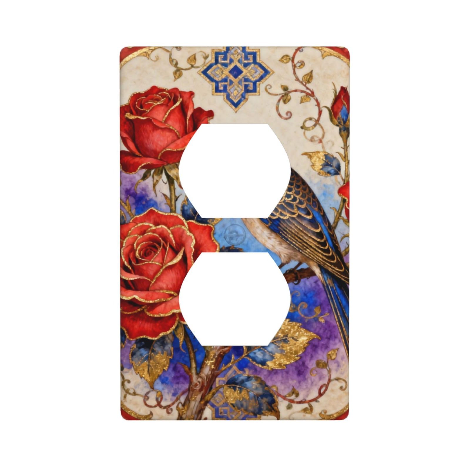 Roses and Birds Decorative Switch Plate Cover-Unbreakable Polycarbonate Wall Plate for Home Office, 1 Gang with Screws