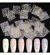 30 Sheets Luxury Nail Art Stickers Black White Gold Flowers Different Bronze Lines Butterfly Star...