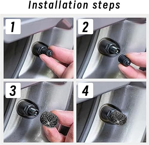 Miniatura 6 de Paquete de 4 tapones para válvula de neumático de automóvil, hechos a mano, atractivos accesorios de automóvil a prueba de polvo, universales para