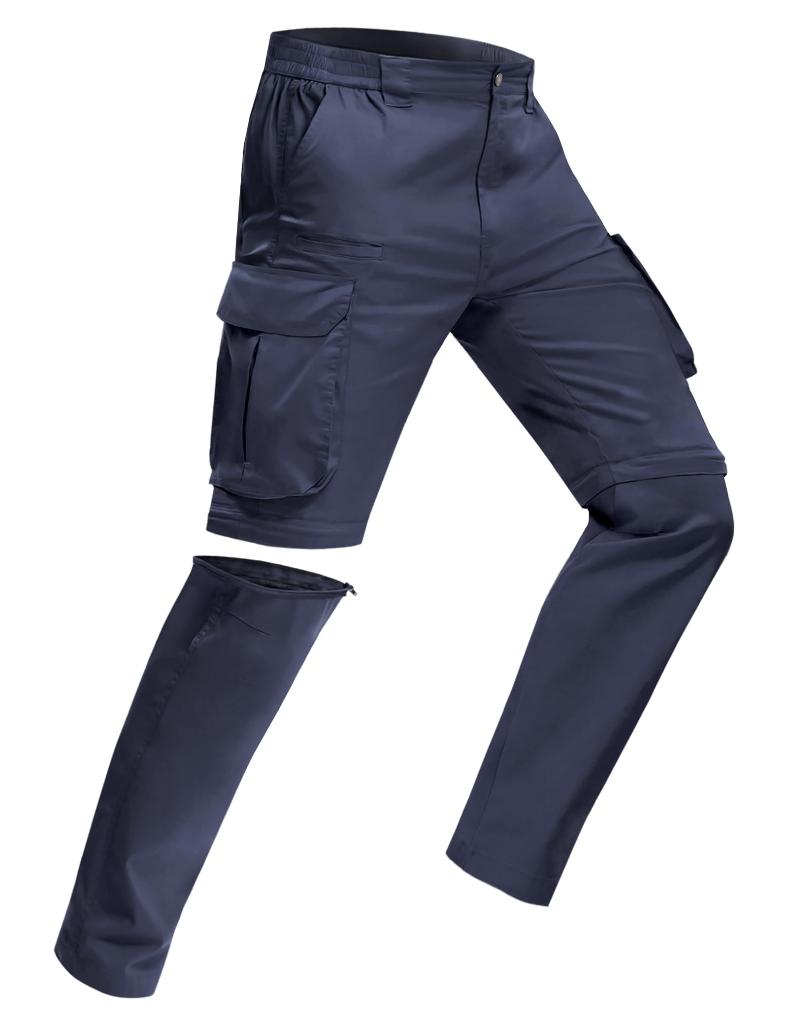MOURCE Wanderhose Herren Zip Off Leichte Schnelltrocknende Cargohose Herren 8 Taschen für Camping Reisen Angeln
