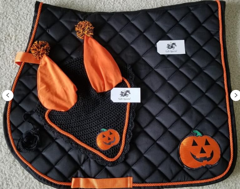 Showman Blue & Orange Aztec Print Fly Mask w/Ears (Large)