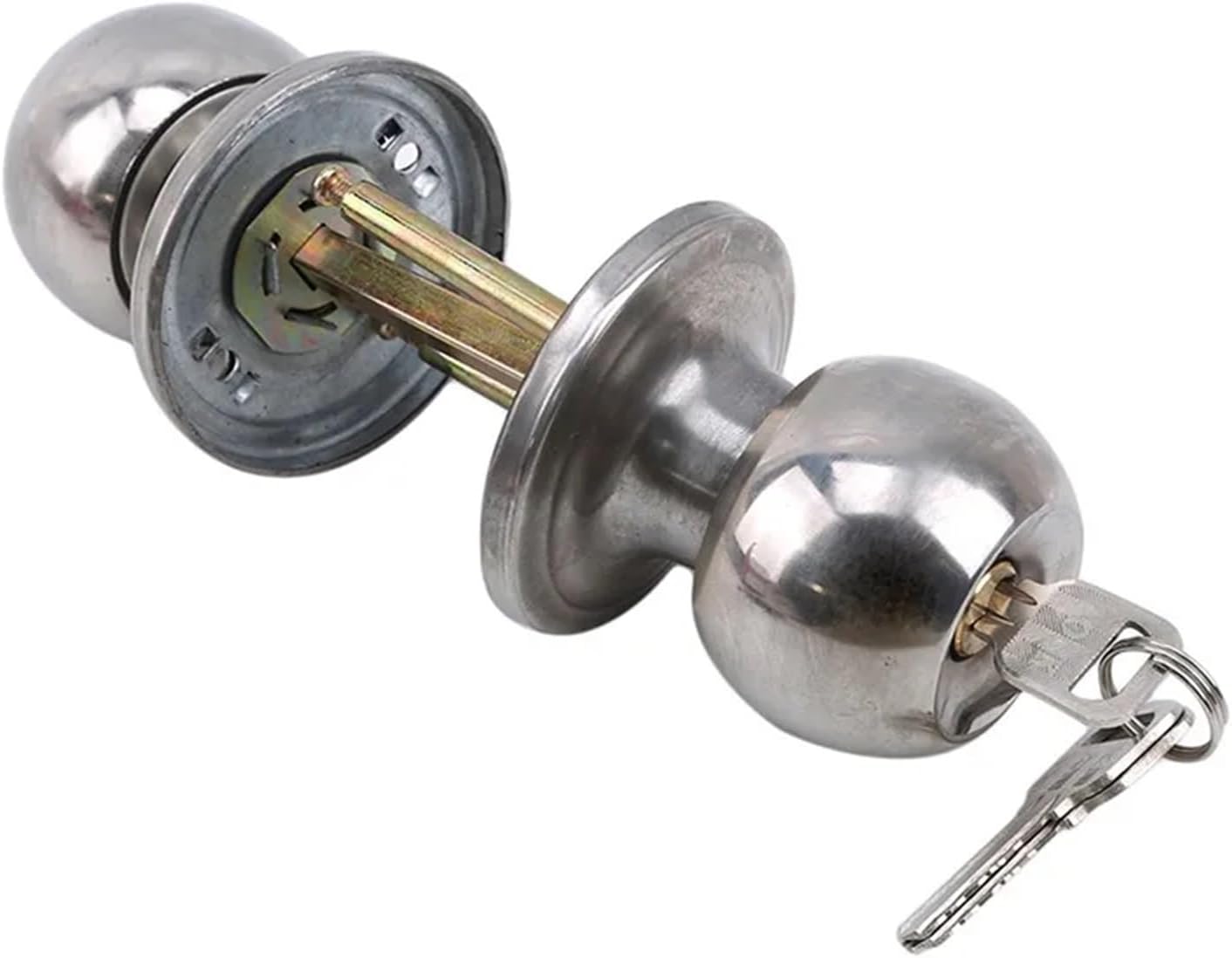 Aluminum Alloy Round Door Knobs Rotation Lock Knobset Handle Metal Knob with Key for Bedrooms Living Rooms Bathrooms