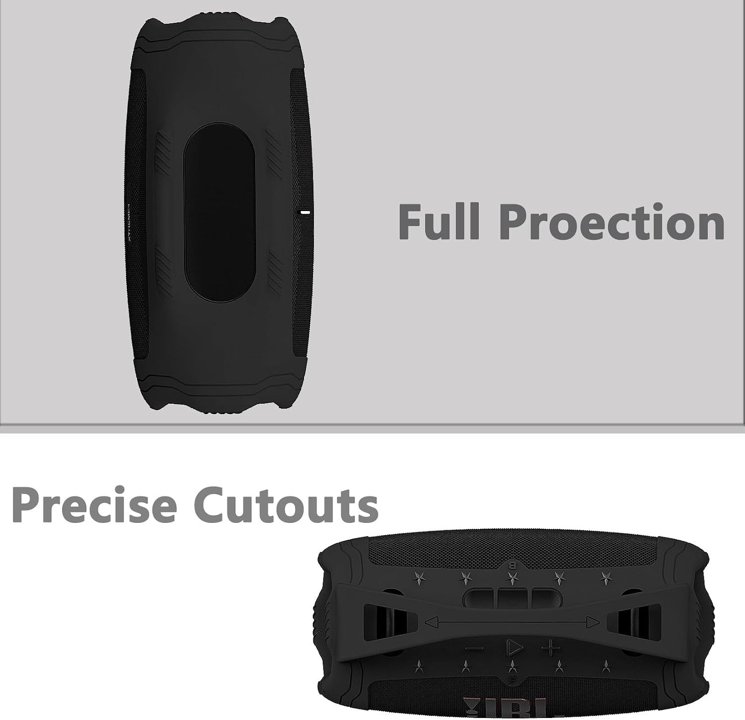 Silicone Cover Case and Shoulder Strap Replacement for JBL Xtreme 4 Portable Bluetooth Speaker, Accessories Protective Case with Adjustable Carrying Strap (Black)