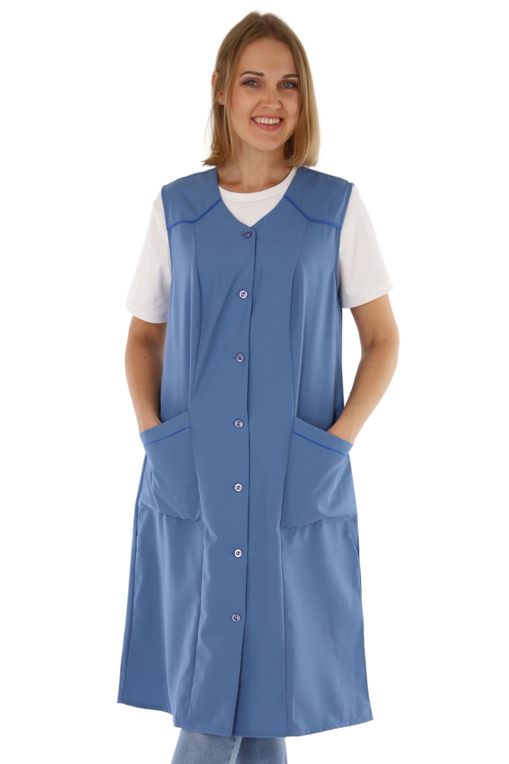 Blouse sans manches pour femme - Tablier de cuisine - Couleur unie - Robe de maison