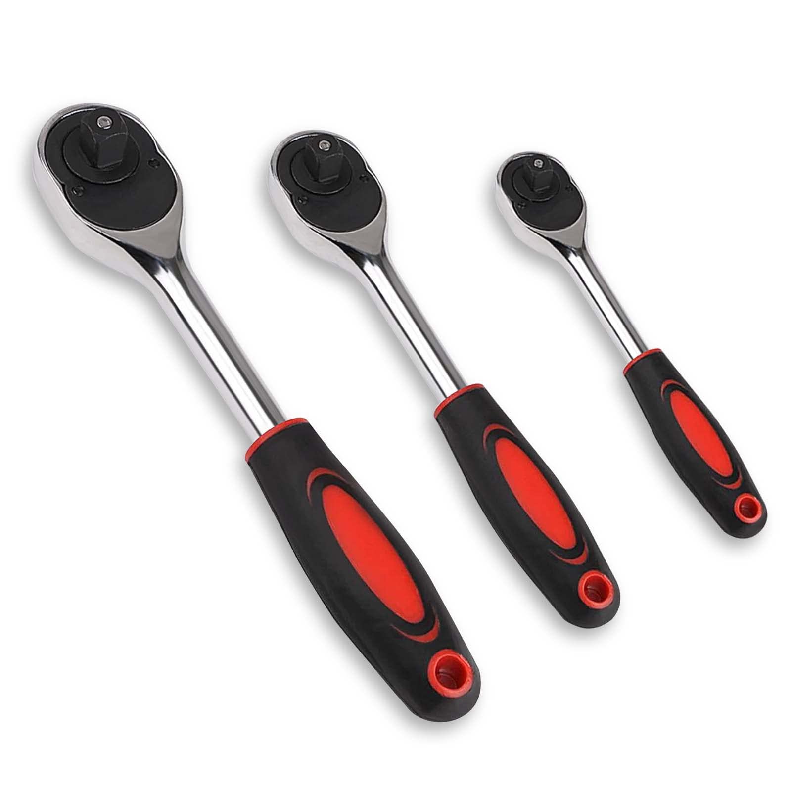 Llaves combinadas ajustables Handols Llaves de jardín 3 piezas 1/4 "1/2" 3/8 "Juego de trinquete Mango resistente Llave de tubo de accionamiento resistente con mango de agarre acolchado para repara