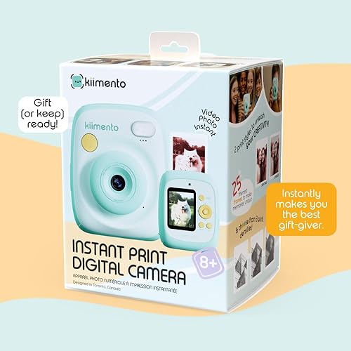 Miniatura 9 de Kiimento Cámara digital de impresión instantánea sin tinta y grabadora de video para niños, adolescentes y adultos con modo selfie, impresiones de 5