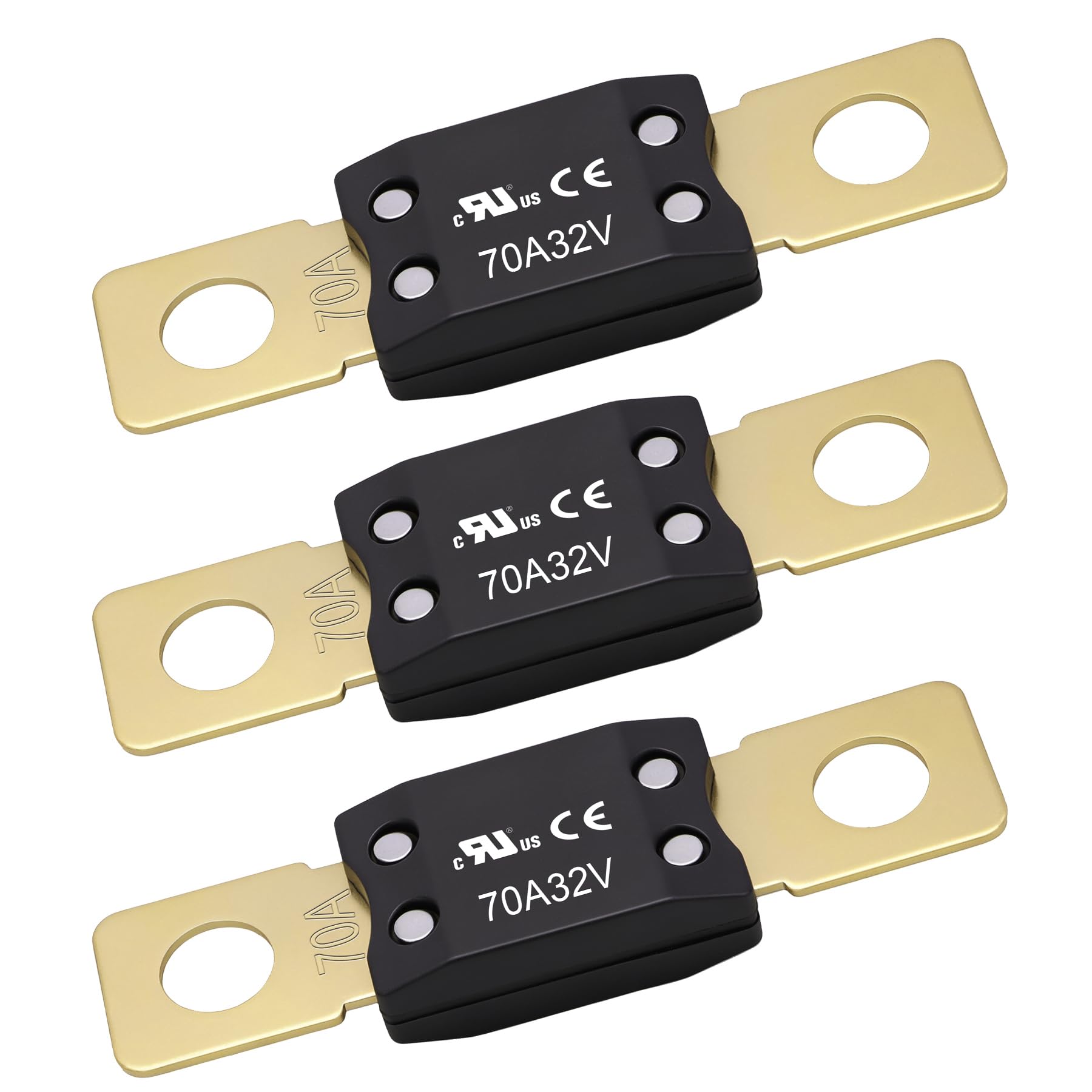 Weasch 70A MEGA/AMG Fuse, UL Recognized Component, High Current Bolt Mount Automotive 70 Amp for Cars, Trailers, Trucks, Buses, Caravans, Boats