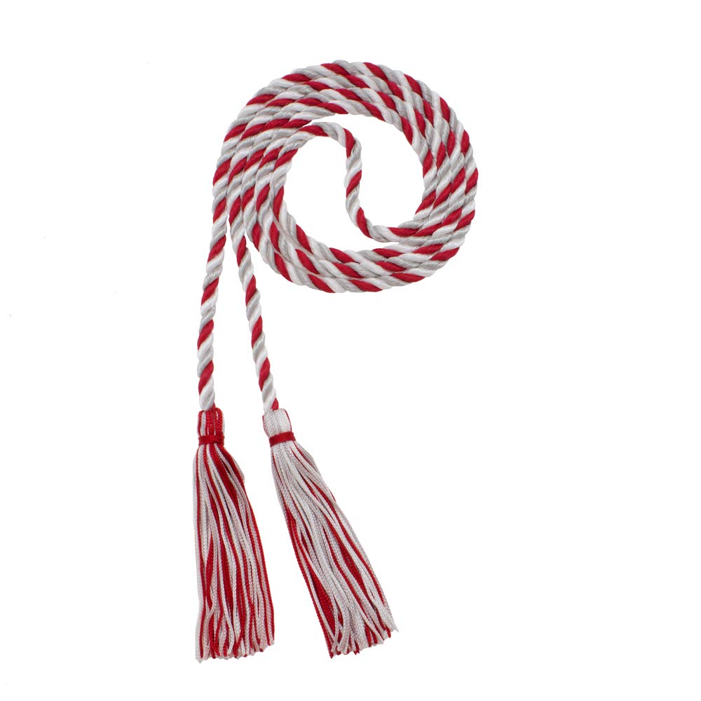 Tassel Depot Graduation Honor Cord - Red/Gray/White - Every School Color Available - Made In Usa