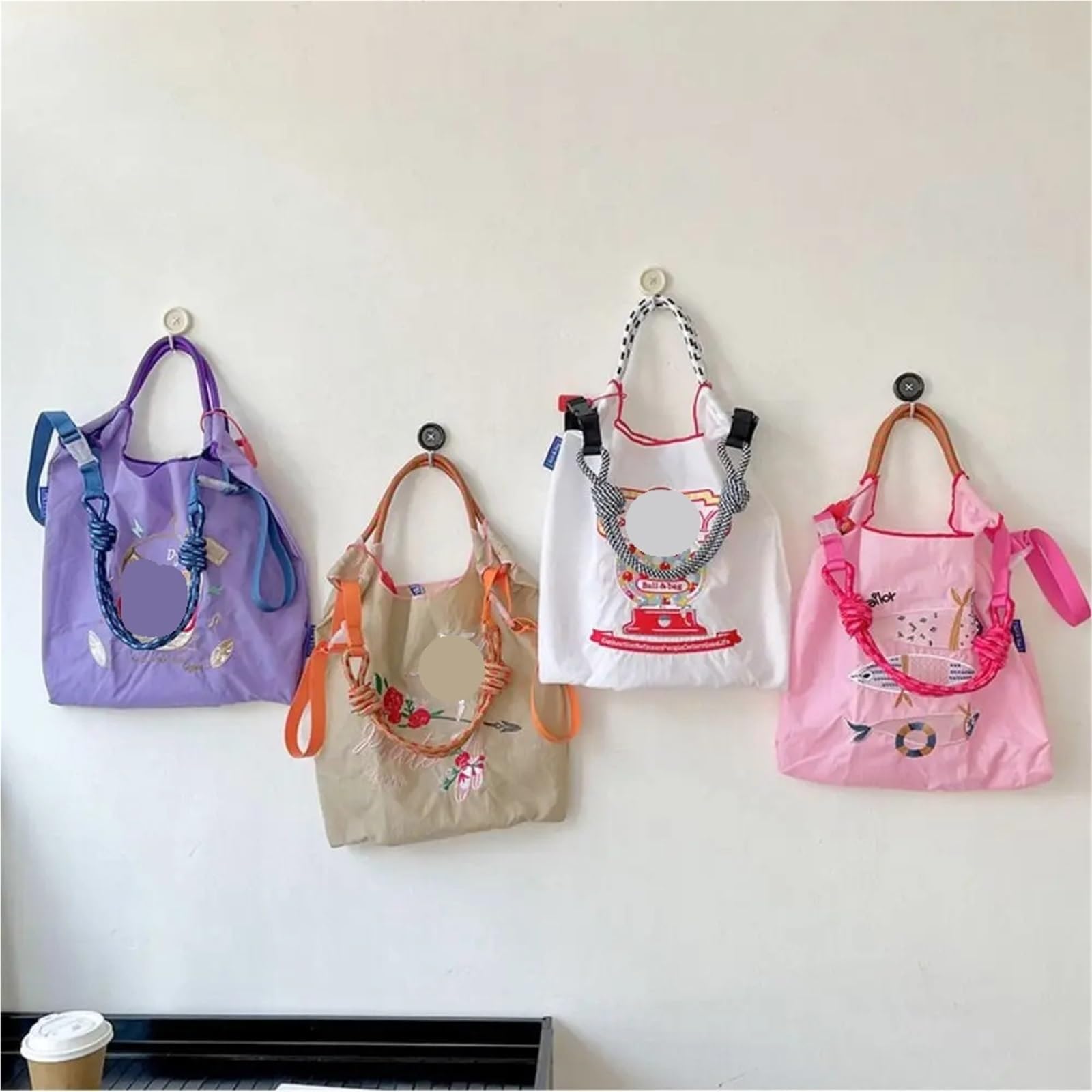 Geflochtener Taschengurt 4 Stück gestrickter Kleiner Taschengürtel, Nylonband, Handgelenktasche, bunt, mit Zugknopf, Schultergurt(Color 3-96cm)