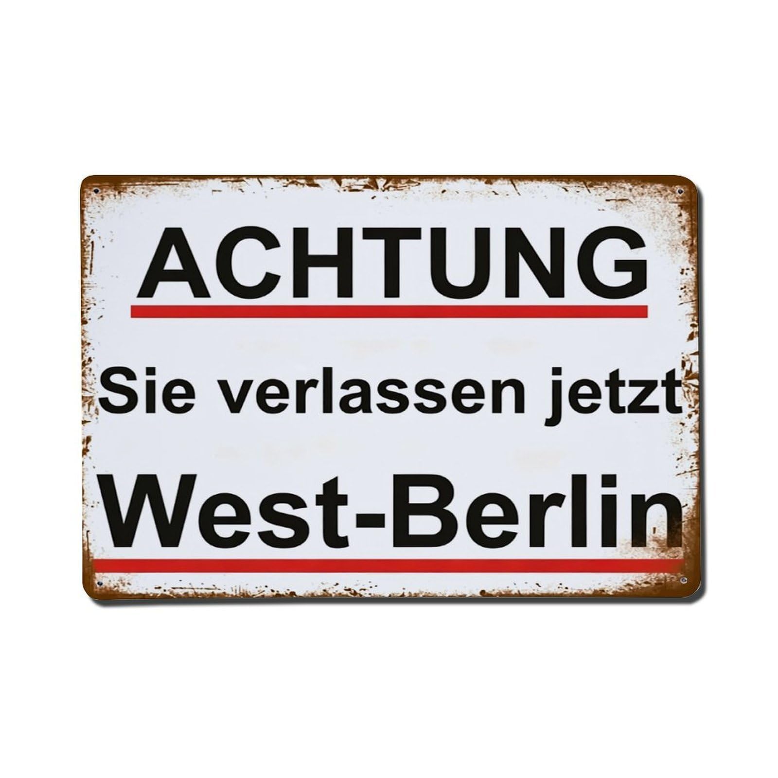Achtung West-Berlin Vintage German Warning Sign Vintage Aluminium Metal Sign, Retro Wall Decor for Home, Bar, Garage & Farmhouse 20x30cm