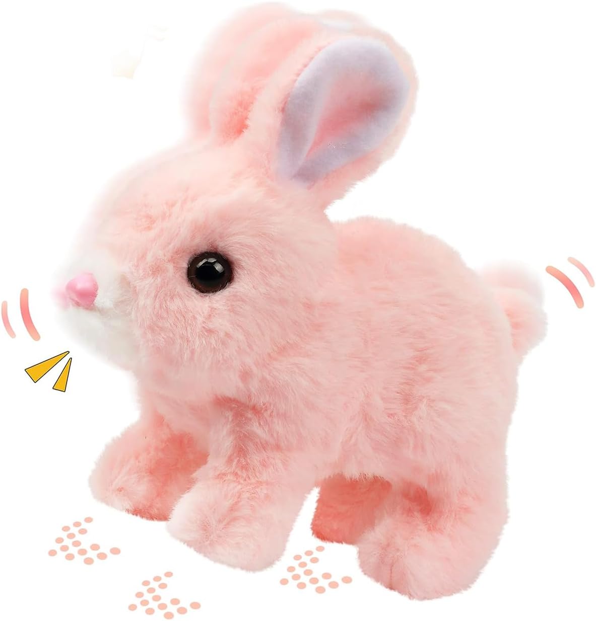 KEHOO Hopping Bunny Toy, Easter Educational Interactive Bunny Toy, Plush Bunny Hopping Rabbit with Sounds and Movements, Twitching Mouth and Nose, and Wiggling Ears (Pink)