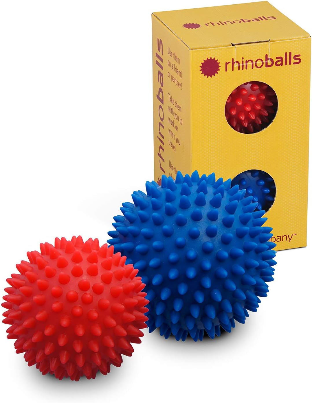 Body Back Company's Rhino Balls - Hard Spiky Massage Ball Set - Plantar Fasciitis Treatment, Trigger Point Therapy on Feet, Hands & Body