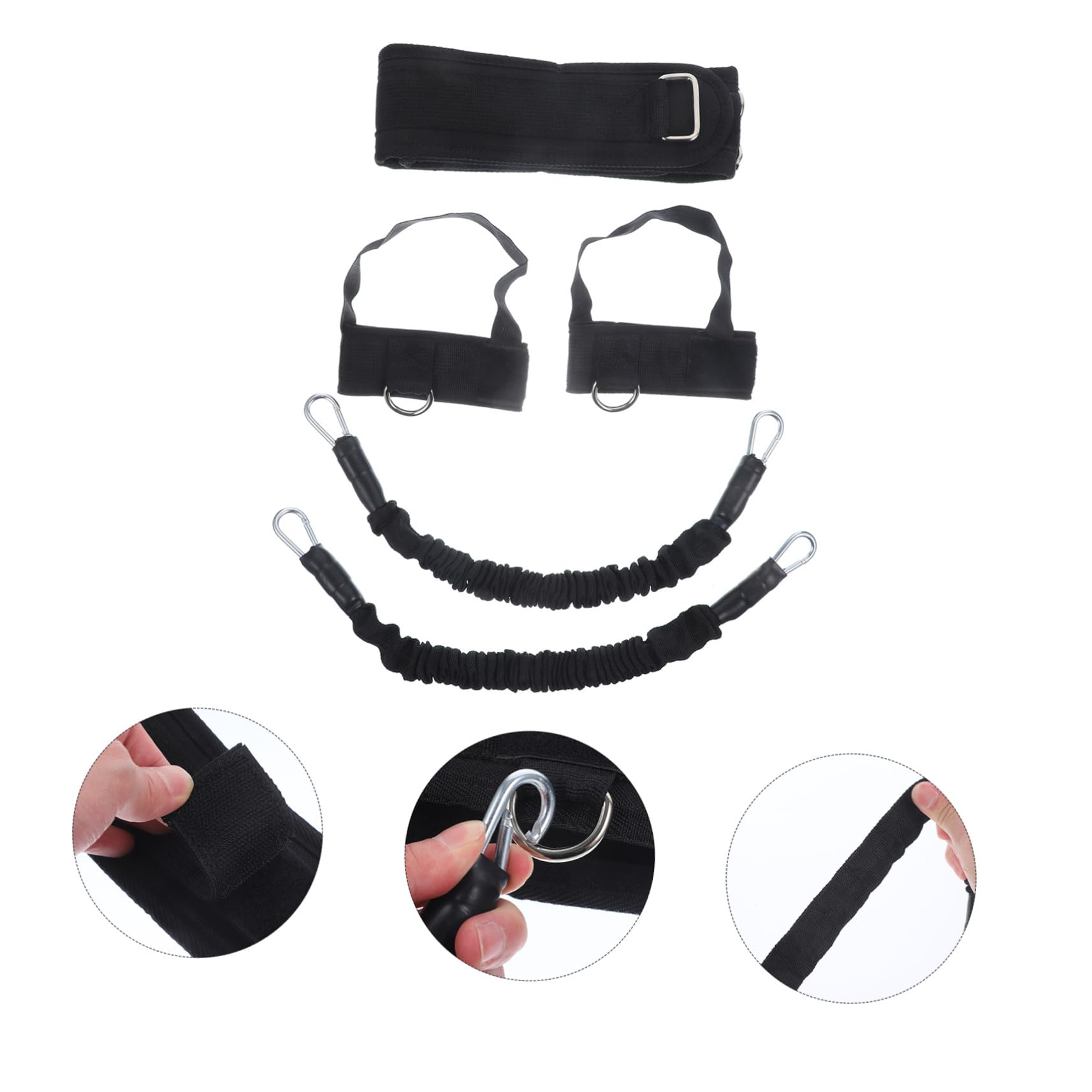POPETPOP Fasce di Resistenza per Allenamento Salto Basket Regolabili in Lattice Nero Set da 2 (40 Lbs) Attrezzatura Sportiva per Potenziamento Muscolare Gambe Uso Domestico e Palestra