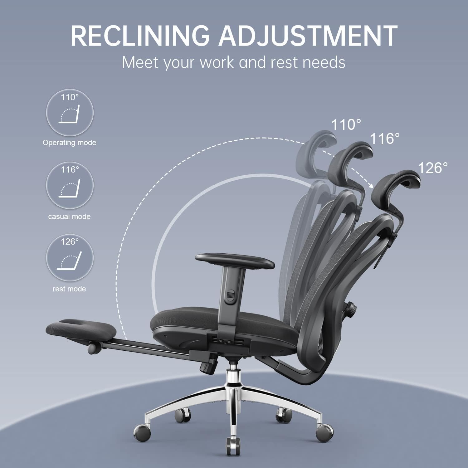 SIHOO Office Chair Ergonomic Desk Office Chair with Footrest, Breathable Mesh Design High Back Computer Chair, Adjustable Headrest and Lumbar Support (Black)…