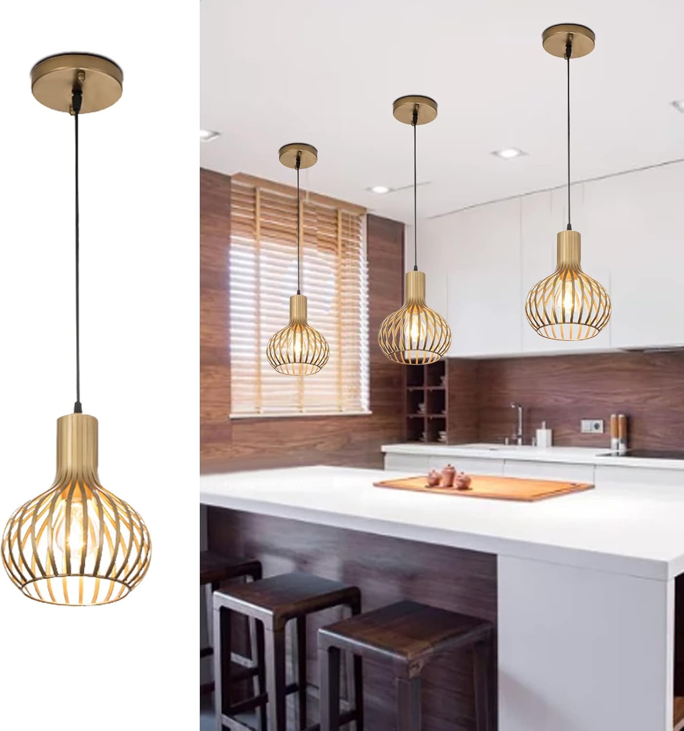 WILON Pendant Lighting For Kitchen Island 4 Light Modern Pendant Light - Crystal Linear...