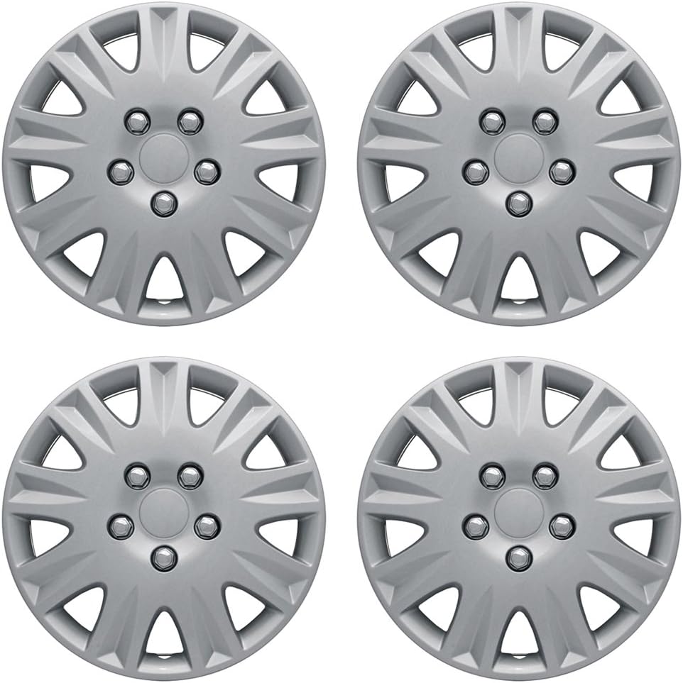 15 inch Hubcaps Compatible with 2006-2011 Honda Civic - (Set of 4) Wheel Rim Covers for Standard Steel Wheels - Silver, Snap-On