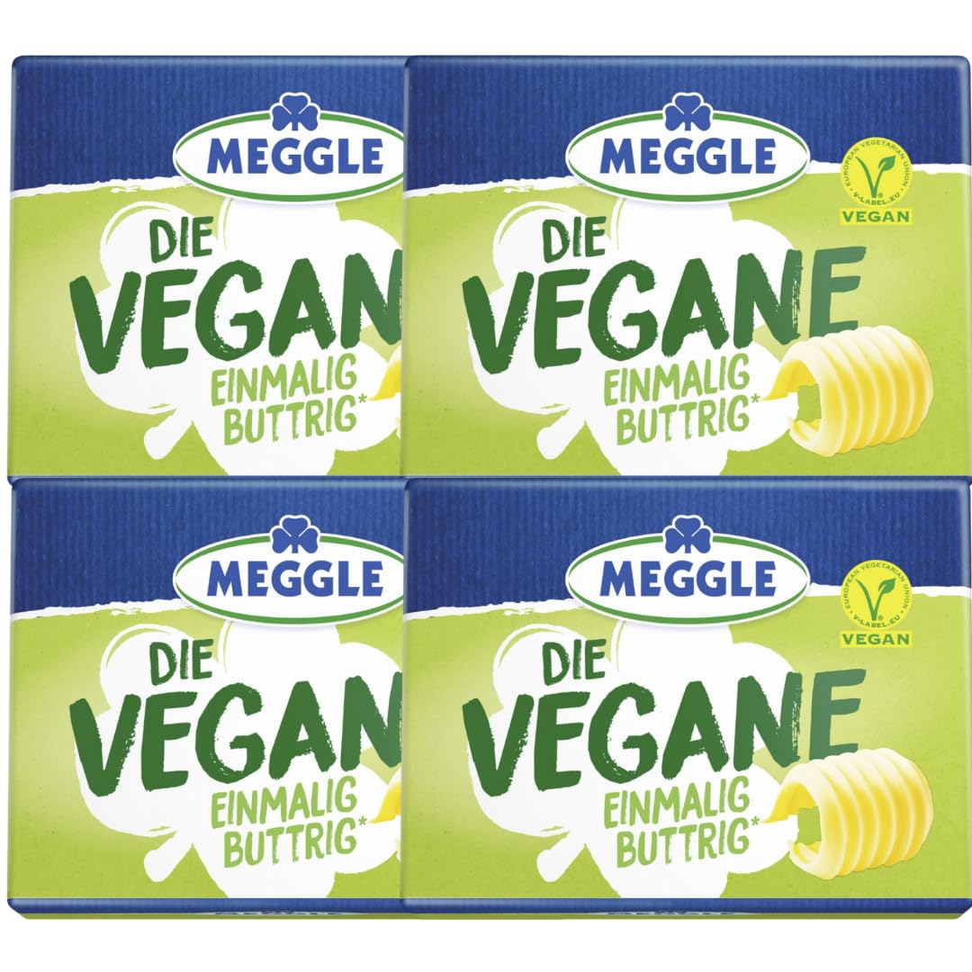 MEEGLLE Vegane Butter – 250 g Block | pflanzliche Margarine für Brot & Kochen, 4 Er