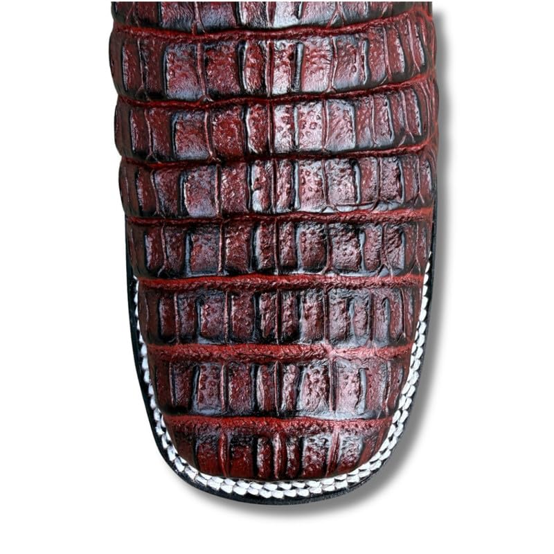 Image of Men's Alex Exotic Caiman Python Western Cowboy Boots Square Toe Pull On Tall Shaft bota de vaquero para hombre
