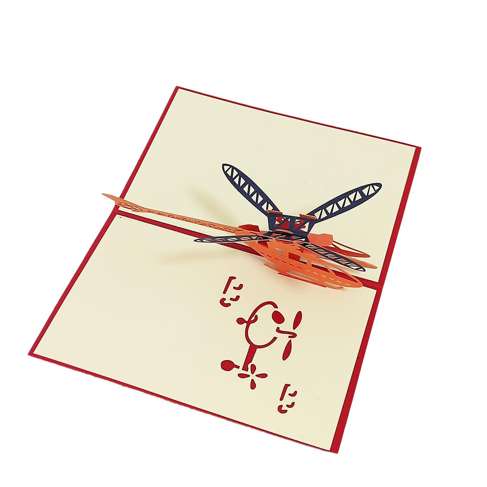 Helicopter 3d Greeting Cards for Kids,Teacher's Day Thank You Cards Handmade Greeting Cards,Red - Image 2
