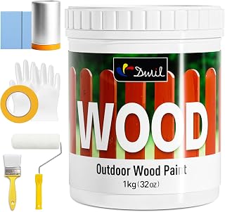 DWIL Wood Paint, White Paint for Wood, No Sanding& Fast Dry Outdoor WoodPaints, Water Based& Low Odor Furniture Door Cabinet Paints, Perfect for Indoor/Exterior White, 50-60sq.ft