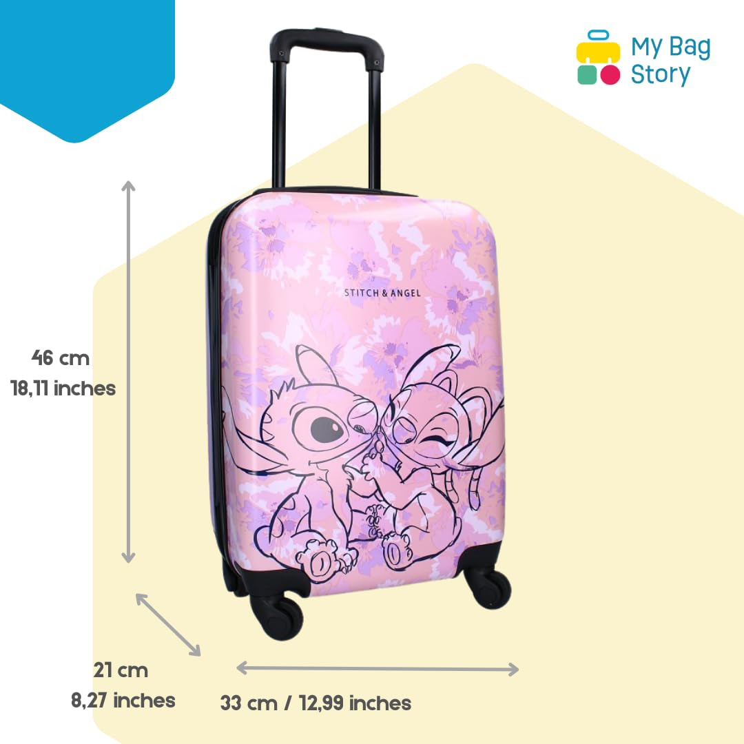 mybagstory - Mała walizka kabinowa Stitch - dla dzieci - bagaż - podróż - wakacje - rozmiar 50 cm - kółka - pomysł na prezent