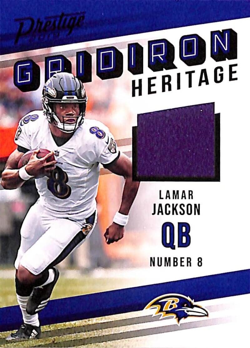 2019 Prestige NFL Gridiron Heritage Xtra Points Blue Jersey MEM #16 Lamar Jackson Baltimore Ravens Official Panini Football Insert Trading Card