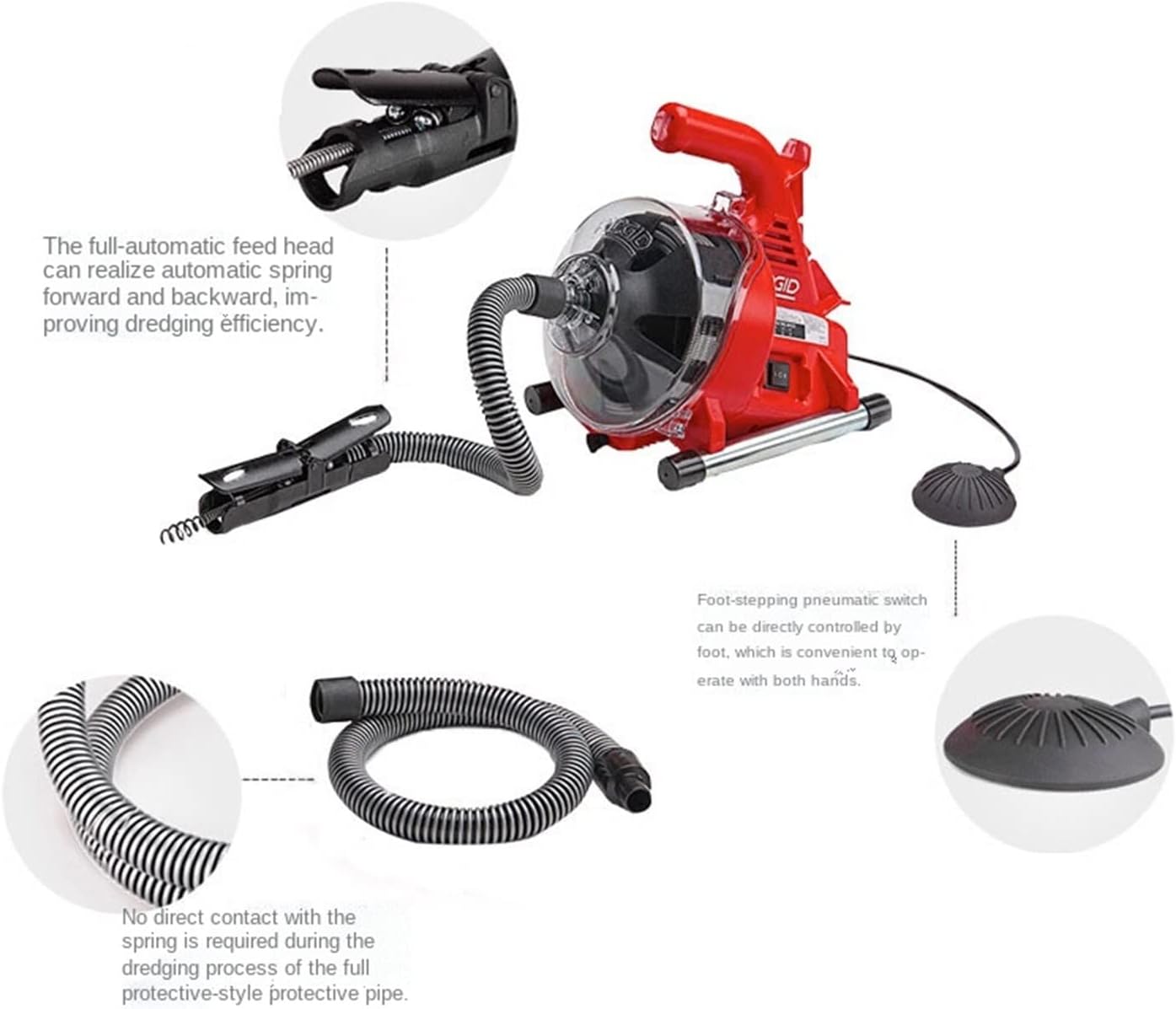 Electric Sewer Pipe Dredging Machine Toilet Kitchen 19-28MM Pipe Cleaning Machine Pipe Dredger Drain Cleaner 120W,DIY Tools