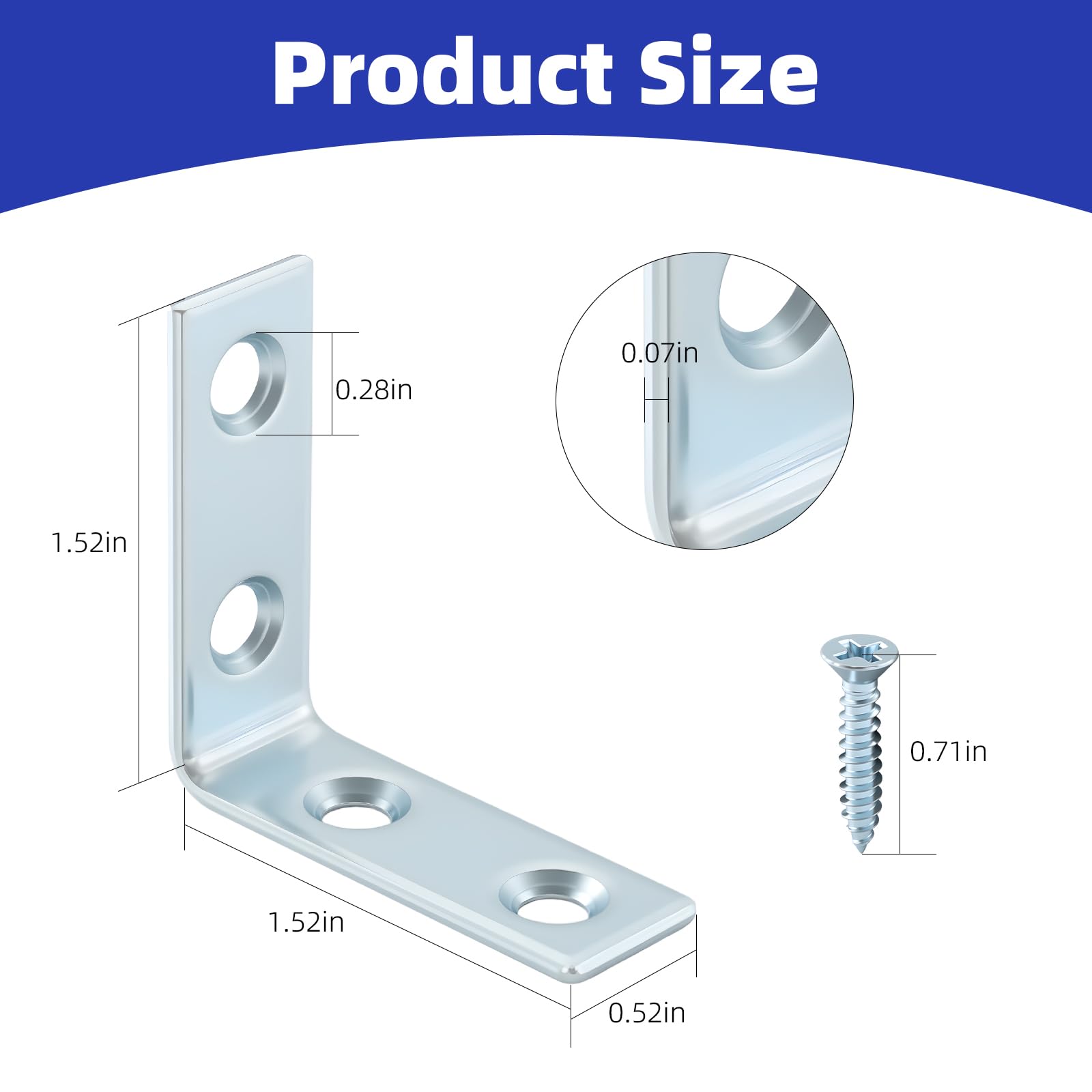 Home Master Hardware - Soportes en ángulo recto para esquinas con tornillos de 1-1/2 pulgadas, 40 unidades