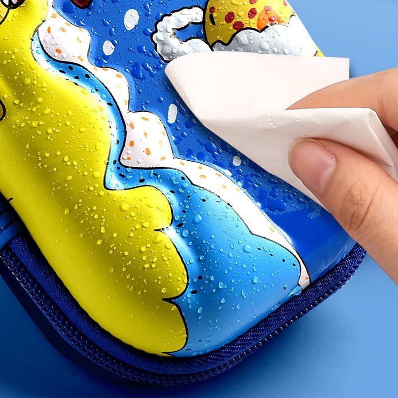 Miniatura 4 de Estuche para lápices 3D para niños, caja de lápices impermeable con compartimentos para bolígrafos (cohete azul)