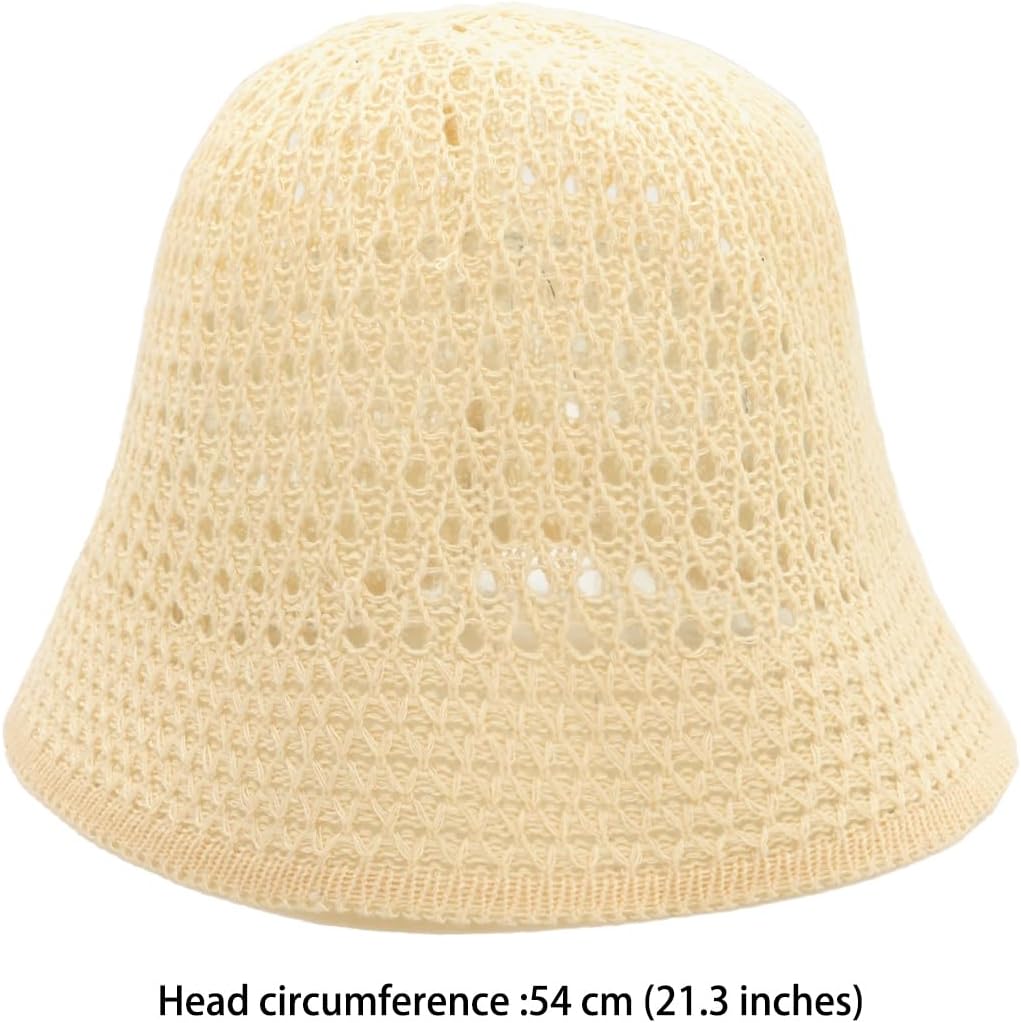 Women's Beach Bucket Hat Fisherman Cap Hollow Mesh Lightweight Breathable Sun Hat for Summer