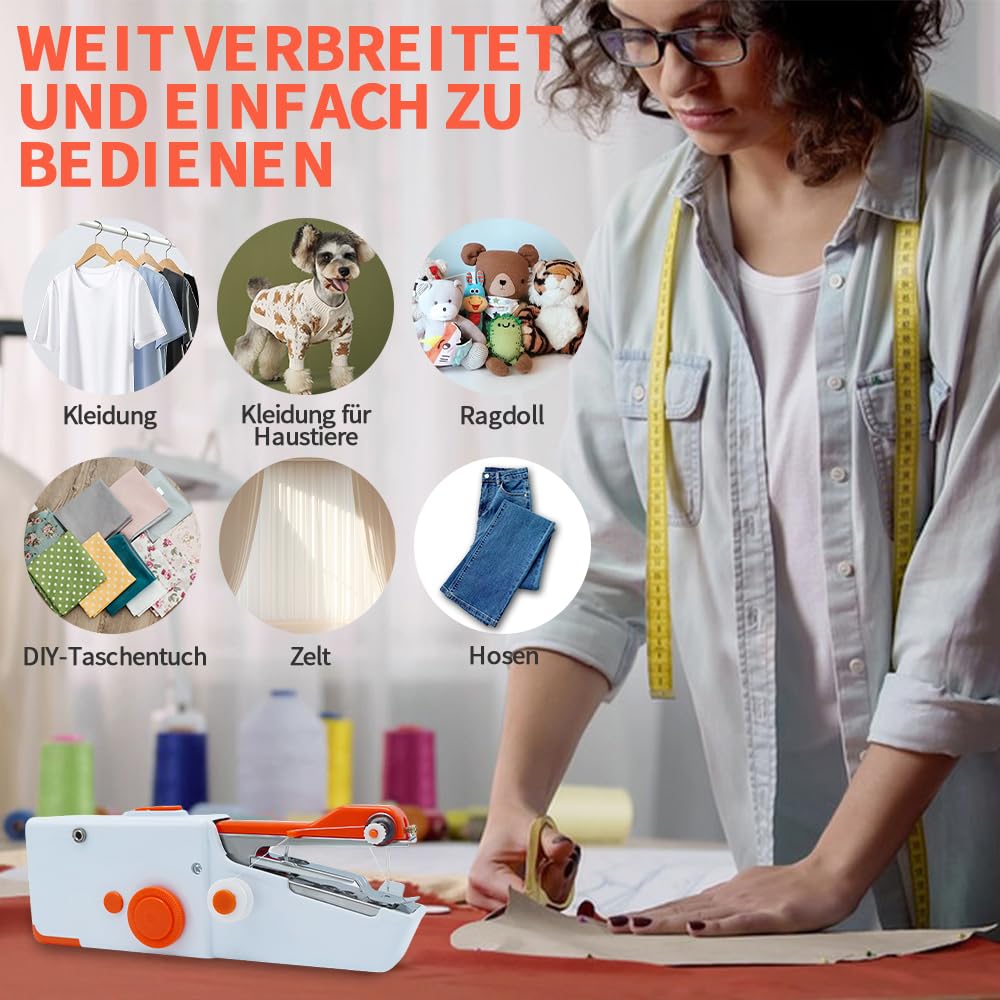 Handnähmaschine,Mini Nähmaschine,Tragbare Elektrische Mini Nähmaschine für Anfänger Erwachsene,Schnell Zu Nähen Geeignet,für Kleidung,Stoffe,Cutains,Heimreisen