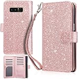Note 8 Case, Galaxy Note 8 Case, UrbanDrama Sparkly Glitter Samsung Note 8 Wallet Case PU Leather Folio Flip Cover Credit Card Slots Cash Holder Protective Case for Samsung Galaxy Note 8, Rose Gold