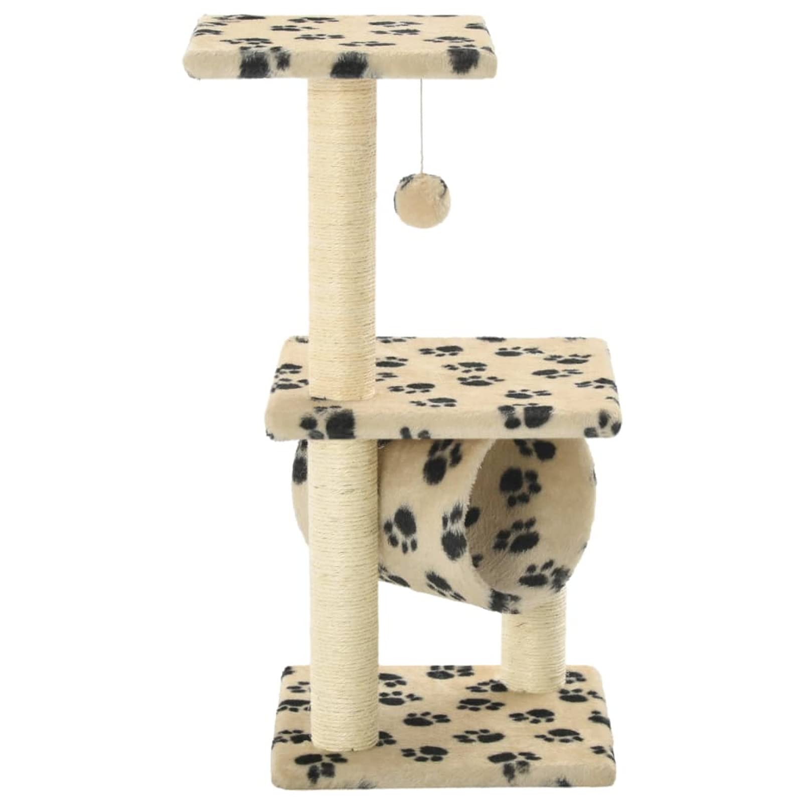 Homgoday Tiragraffi per gatti con tiragraffi in sisal, 65 cm, con stampa di zampe beige, torre tiragraffi multilivello per gatti con condomini e scala, centro attività per gatti da interno